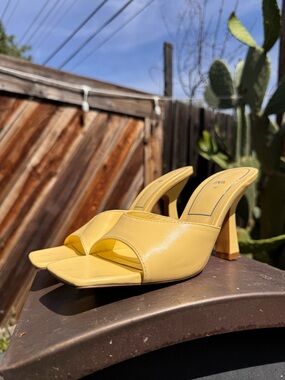 Zara Yellow Open-Toe Heeled Mules, Size 39(8)